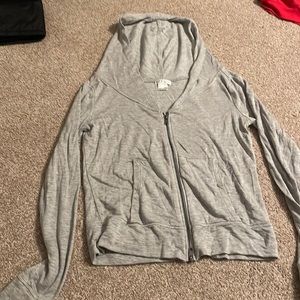Gray lightweight zip up hoodie